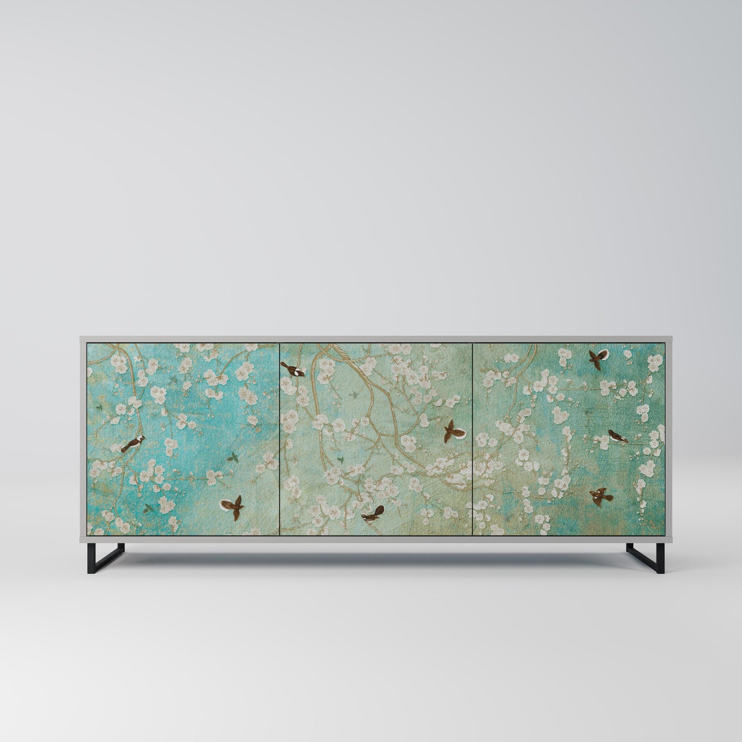 Credenza BLOOMING CHARM a 3 ante in finitura grigia