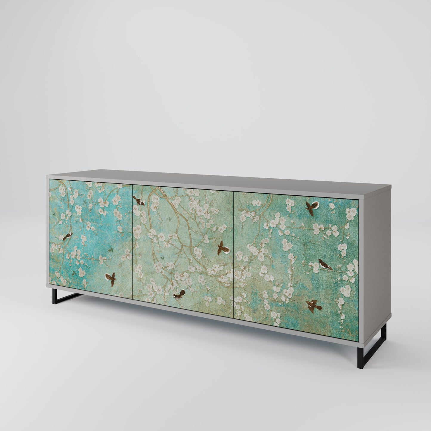 Credenza BLOOMING CHARM a 3 ante in finitura grigia