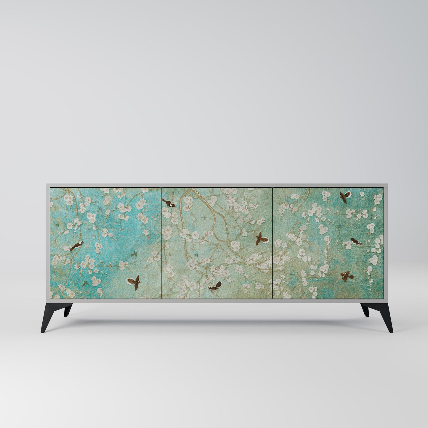 Credenza BLOOMING CHARM a 3 ante in finitura grigia