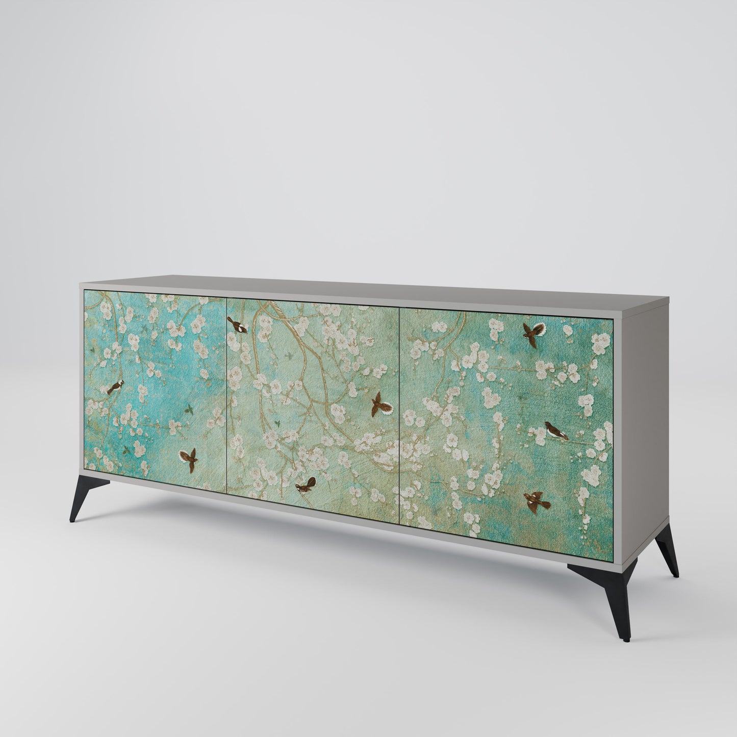 Credenza BLOOMING CHARM a 3 ante in finitura grigia