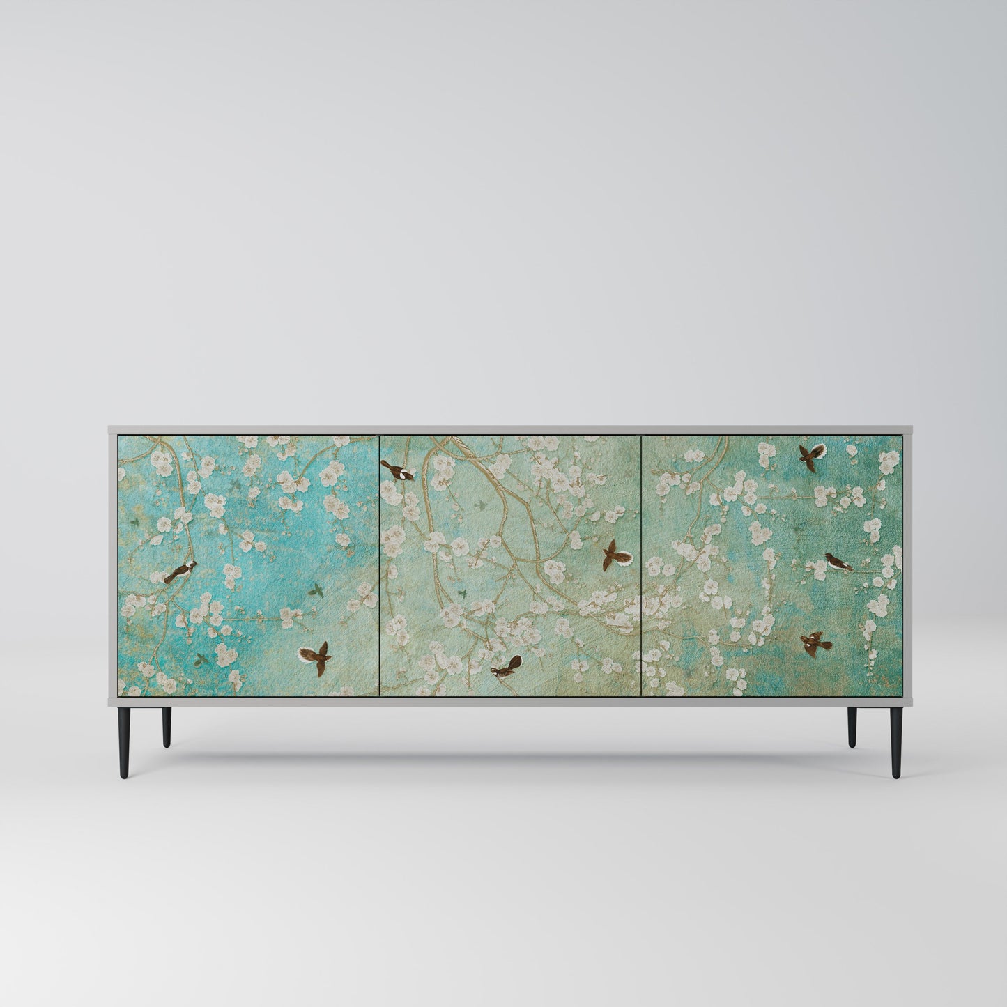 Credenza BLOOMING CHARM a 3 ante in finitura grigia