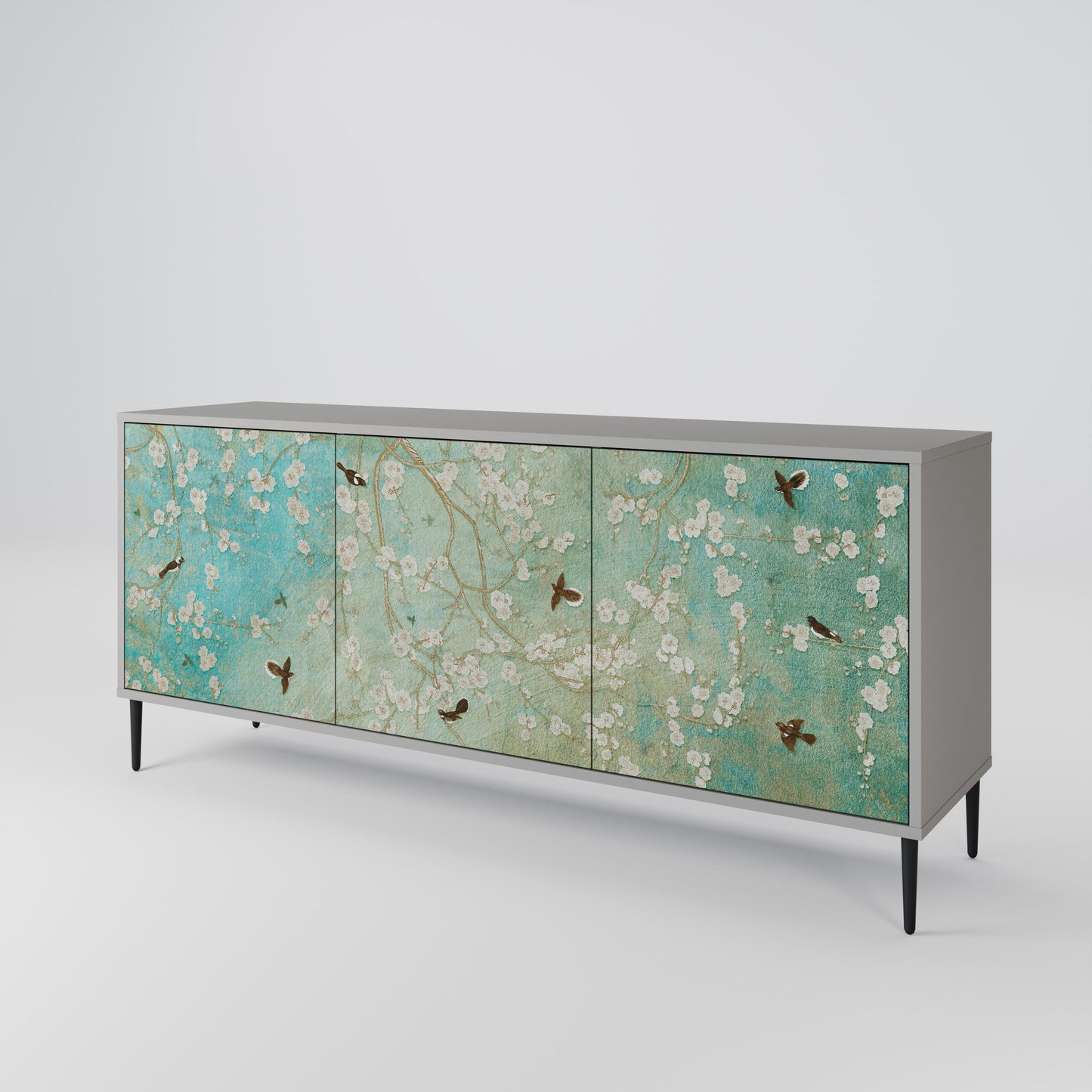 Credenza BLOOMING CHARM a 3 ante in finitura grigia