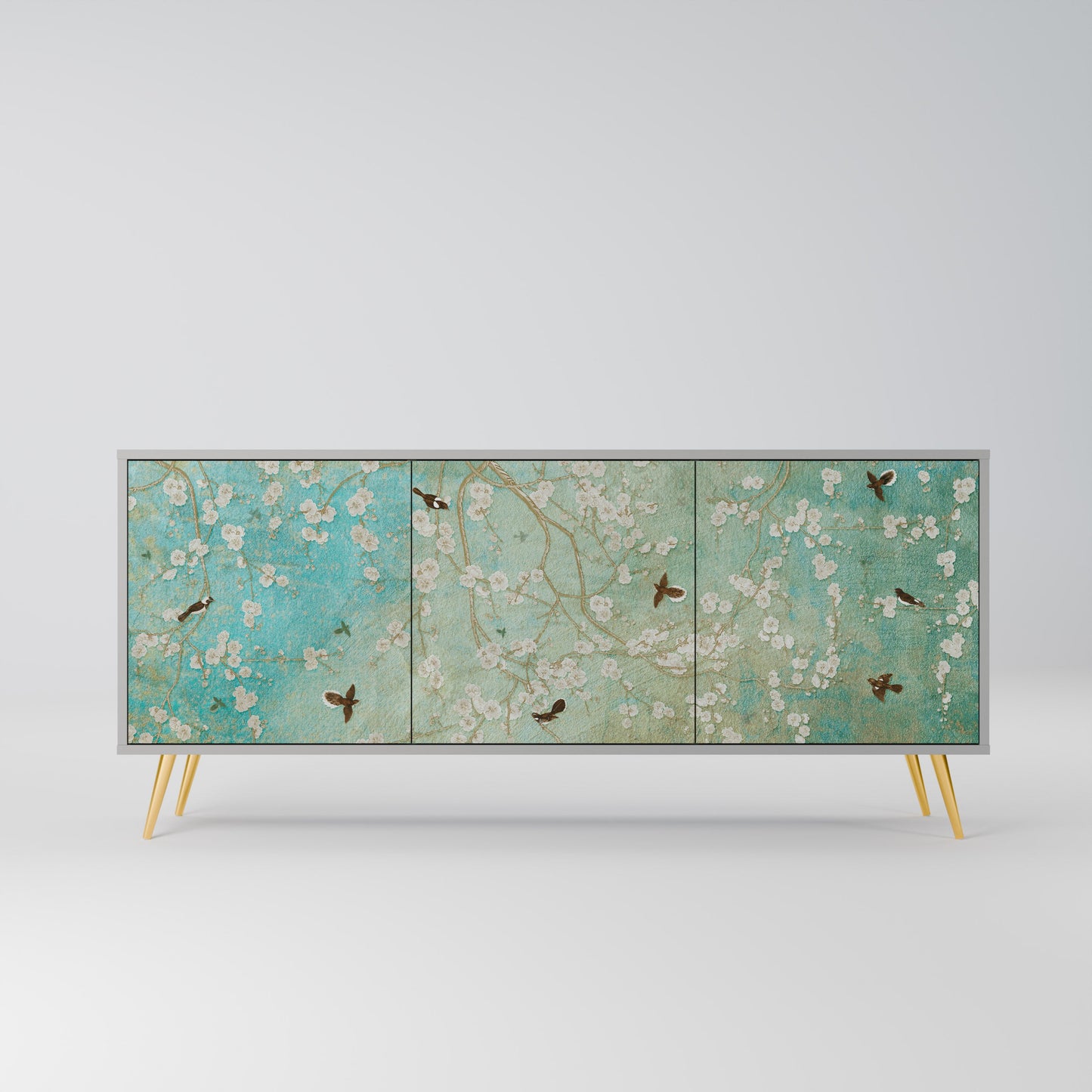 Credenza BLOOMING CHARM a 3 ante in finitura grigia