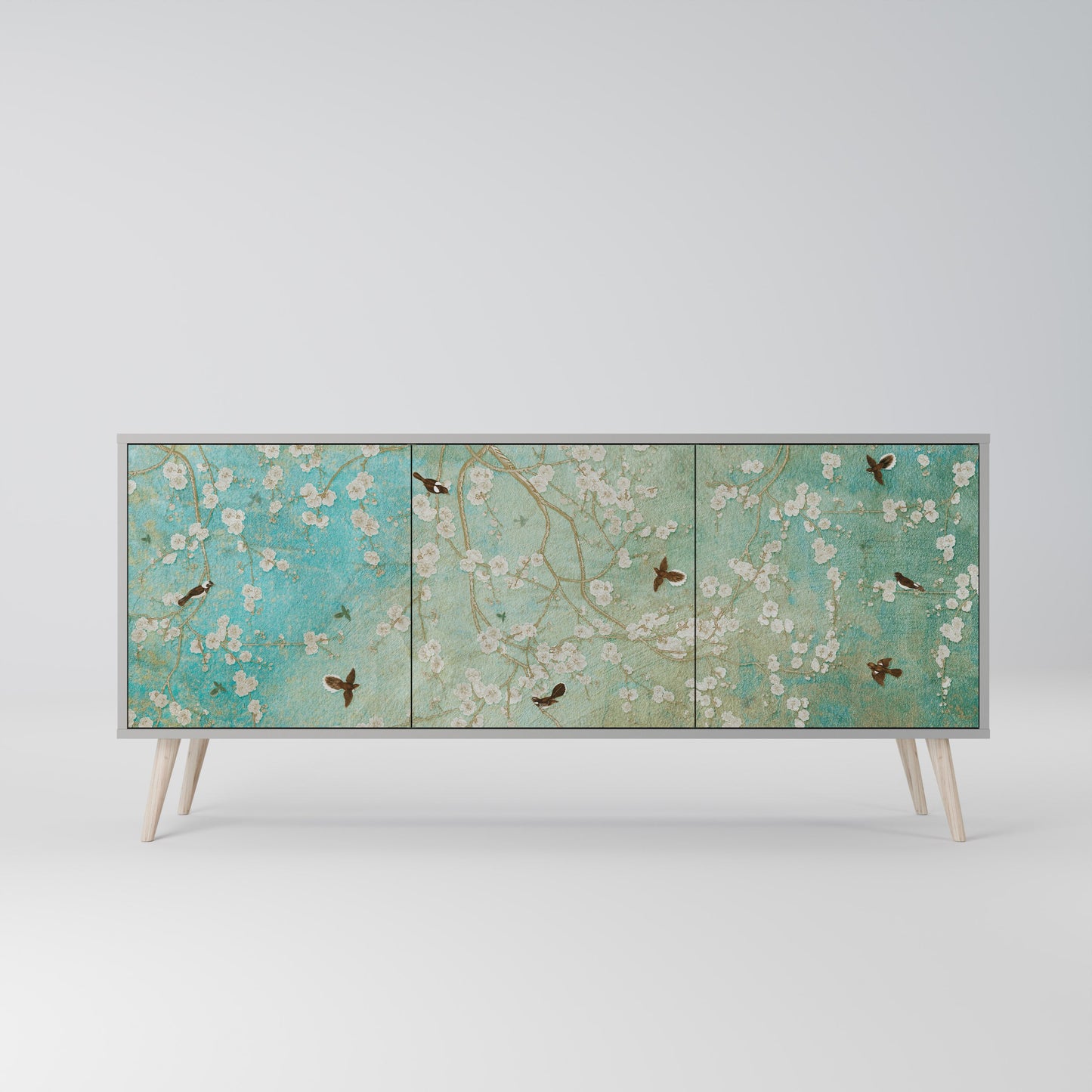 Credenza BLOOMING CHARM a 3 ante in finitura grigia