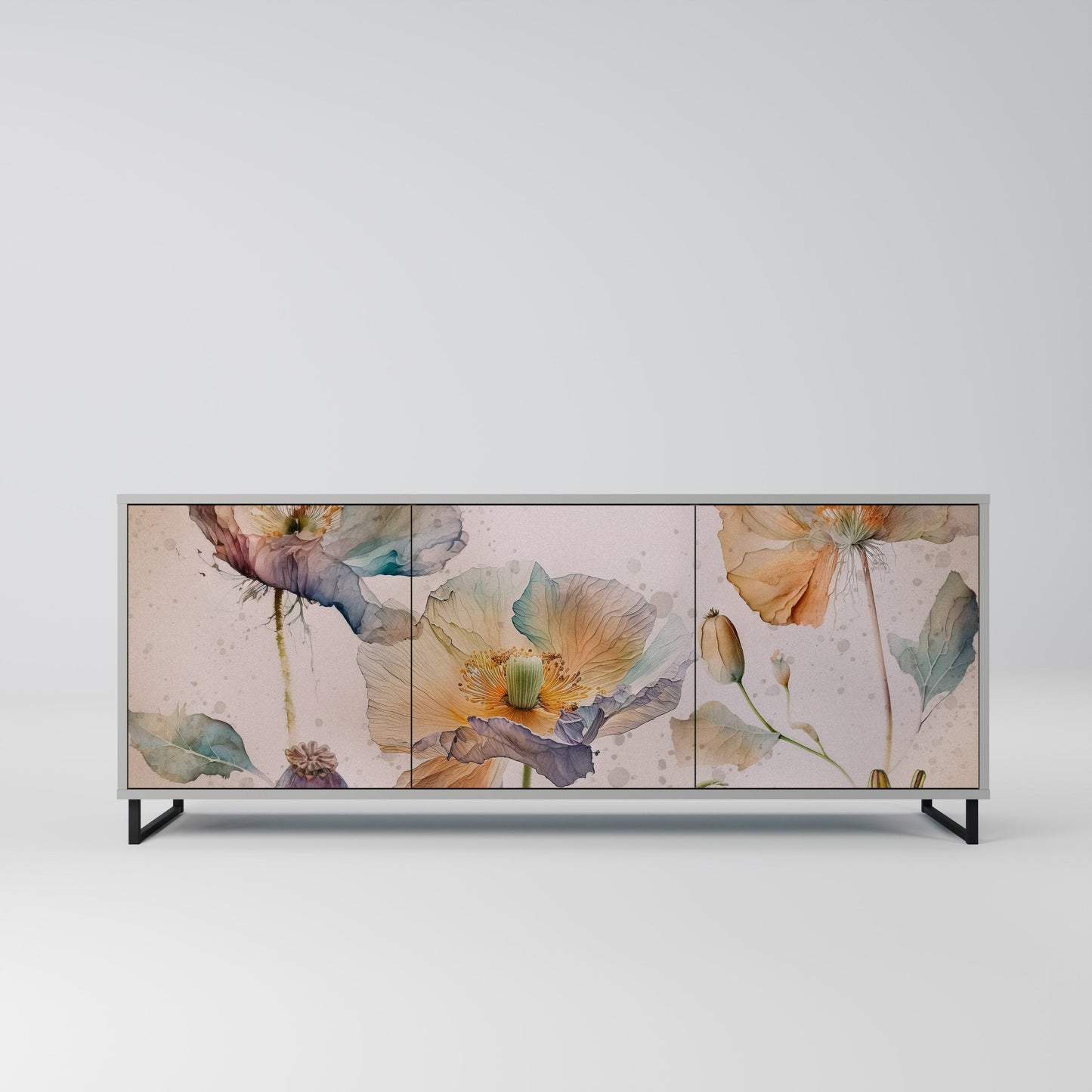 Credenza SOFTEN POPPY a 3 ante in finitura grigia