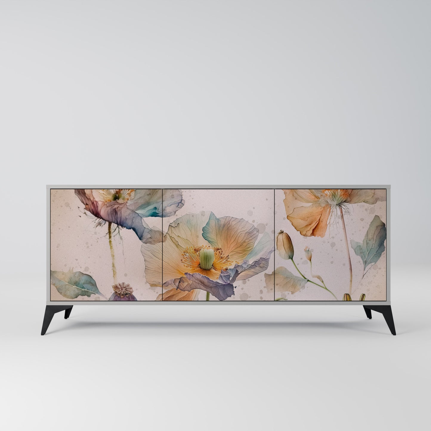 Credenza SOFTEN POPPY a 3 ante in finitura grigia