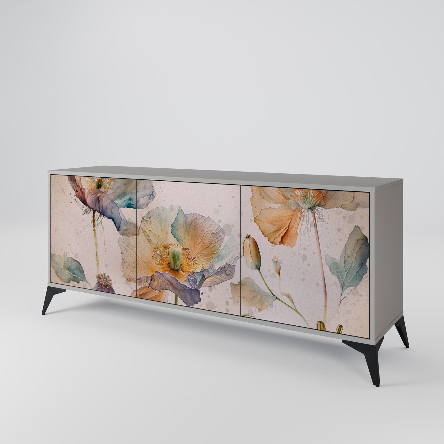 Credenza SOFTEN POPPY a 3 ante in finitura grigia