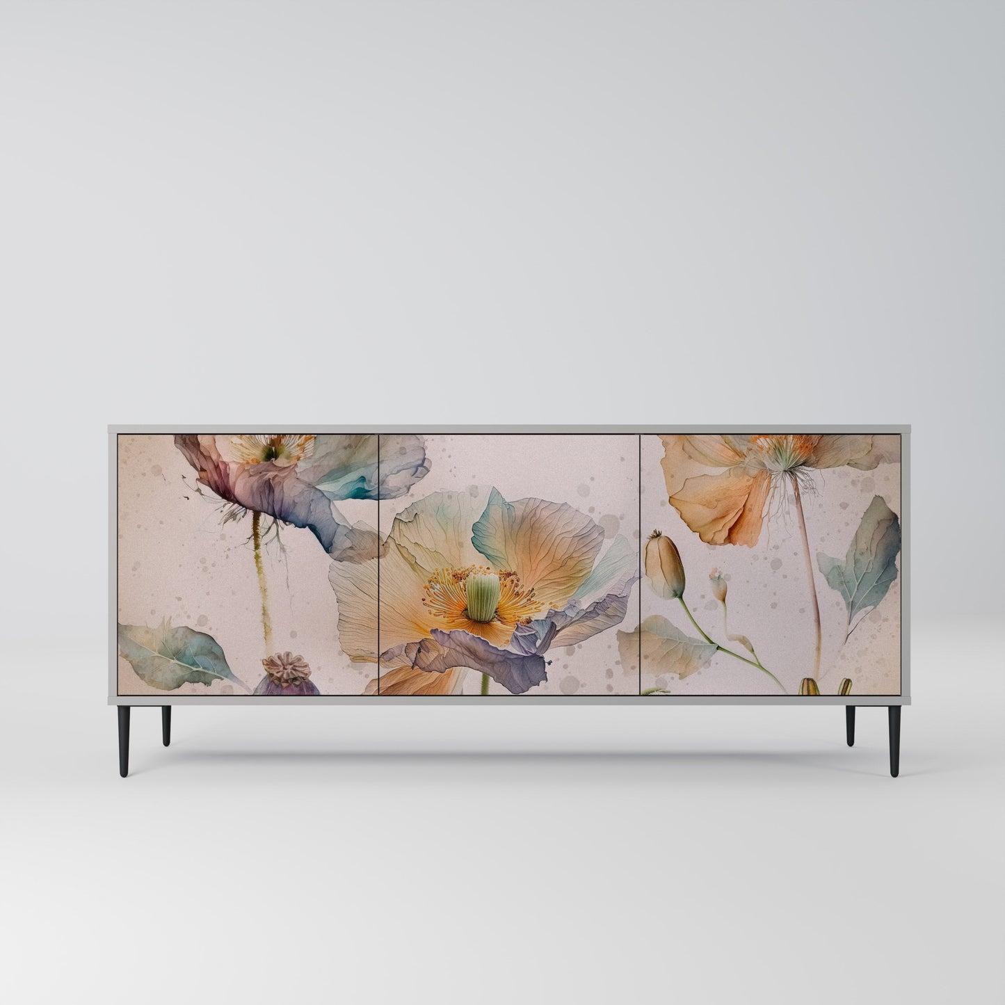 Credenza SOFTEN POPPY a 3 ante in finitura grigia