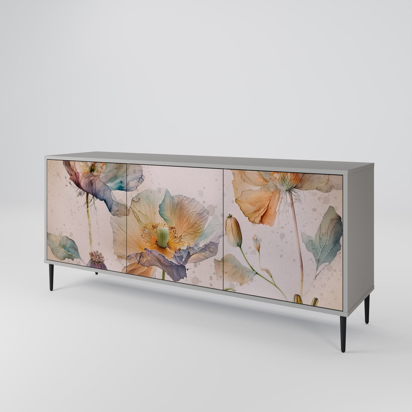 Credenza SOFTEN POPPY a 3 ante in finitura grigia
