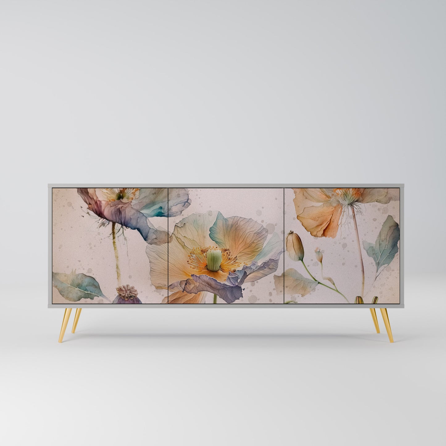 Credenza SOFTEN POPPY a 3 ante in finitura grigia