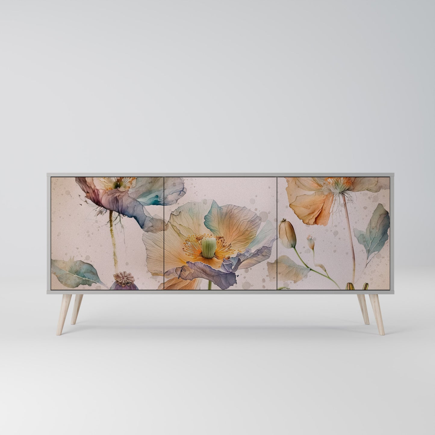 Credenza SOFTEN POPPY a 3 ante in finitura grigia