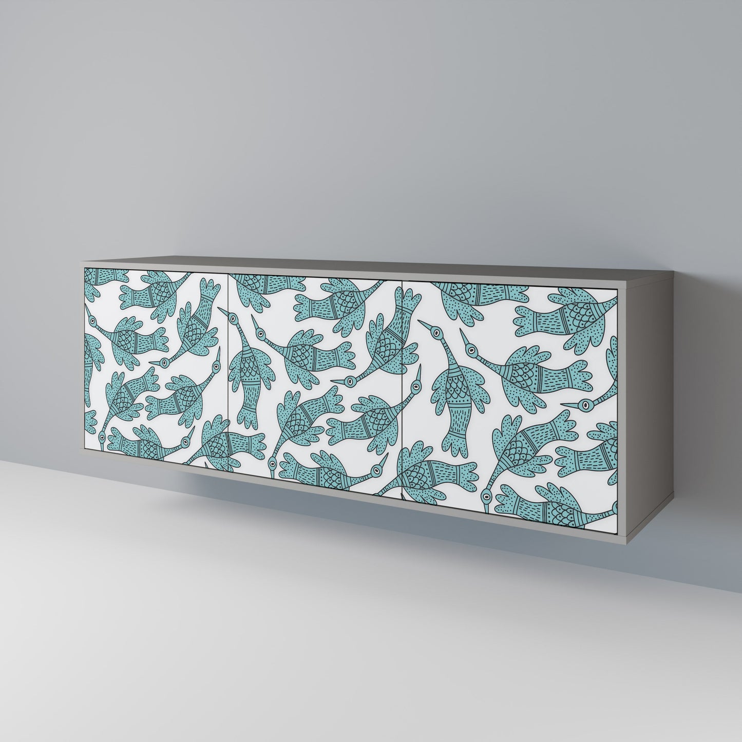 Credenza WATERSPOUT SONGIBIRD a 3 ante in finitura grigia