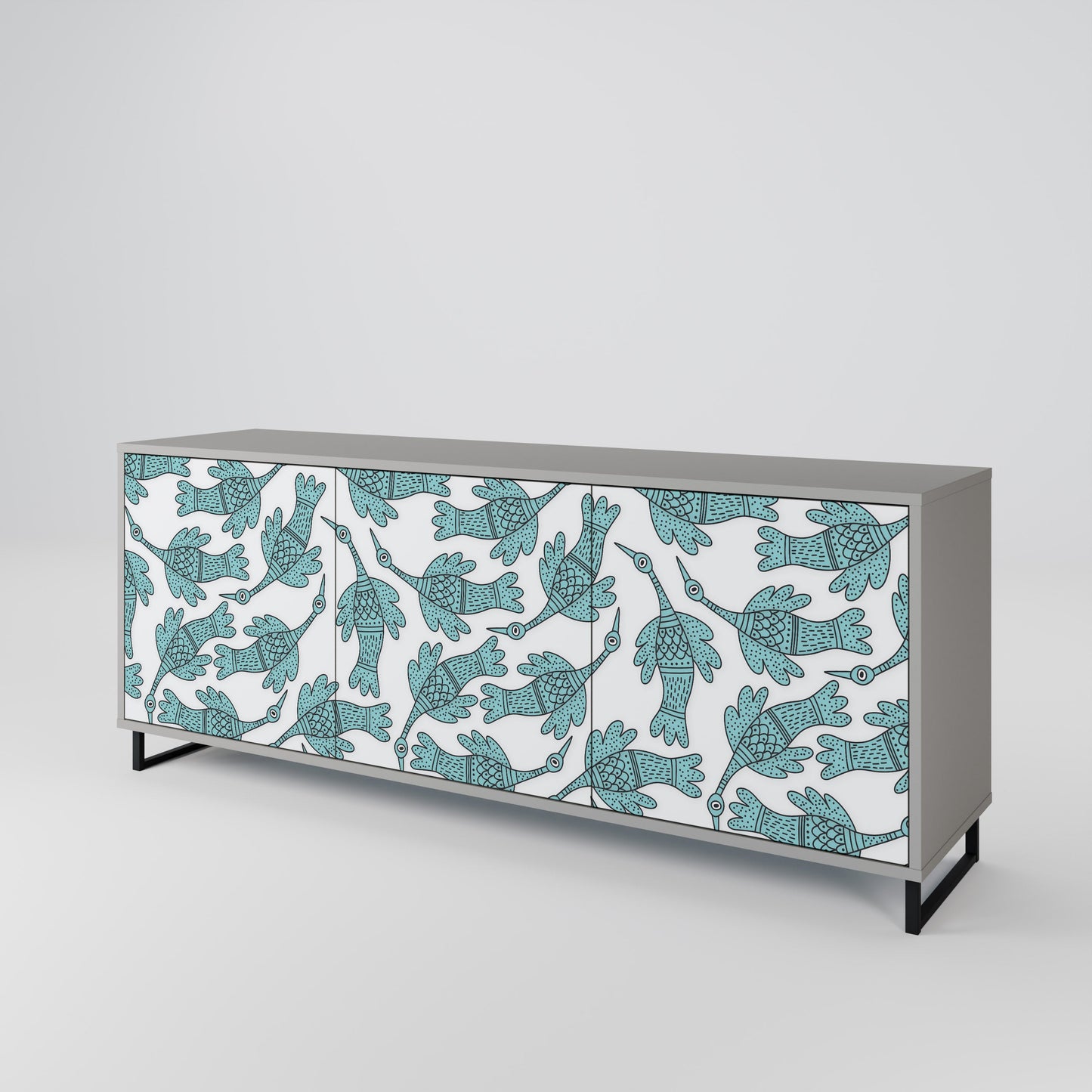 Credenza WATERSPOUT SONGIBIRD a 3 ante in finitura grigia