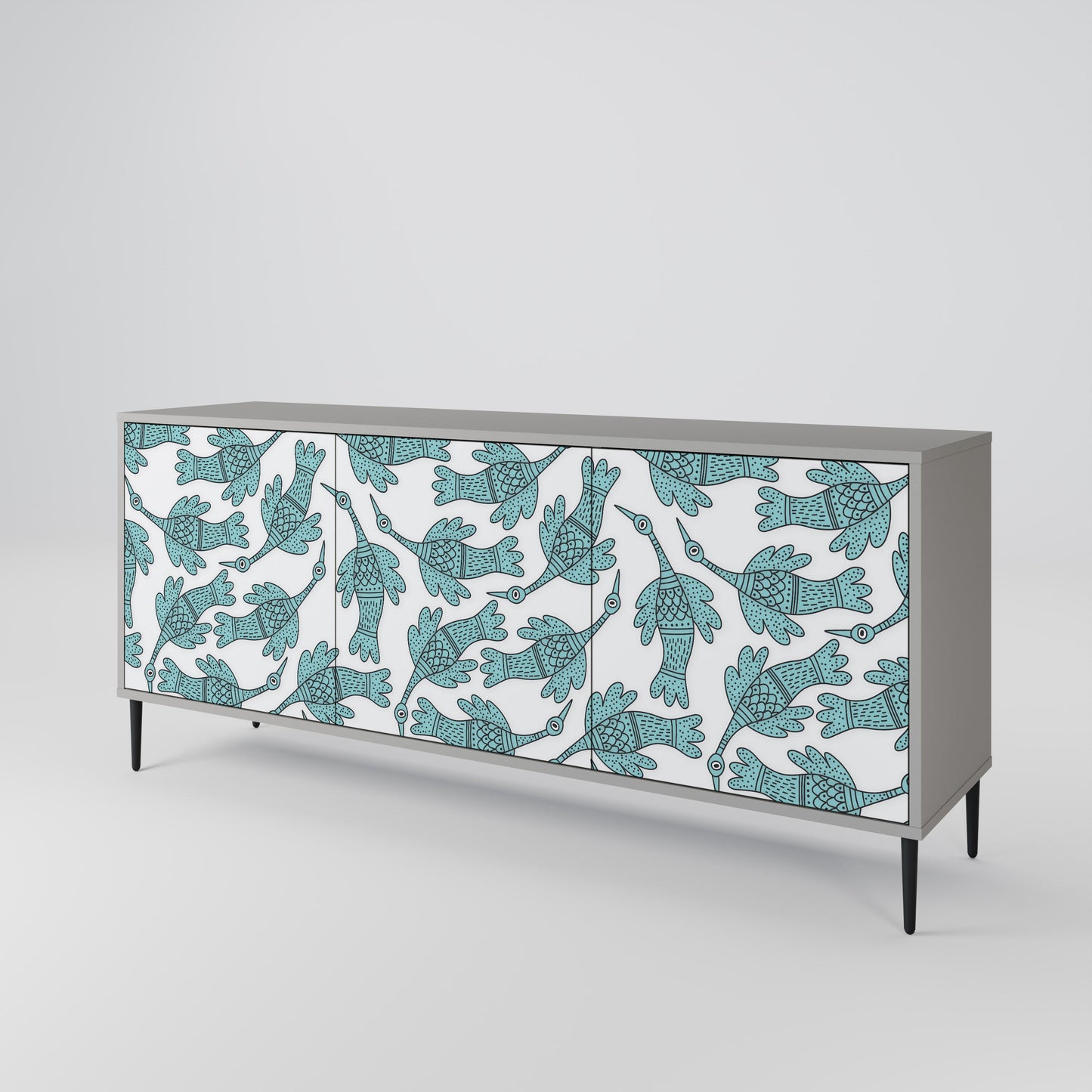Credenza WATERSPOUT SONGIBIRD a 3 ante in finitura grigia