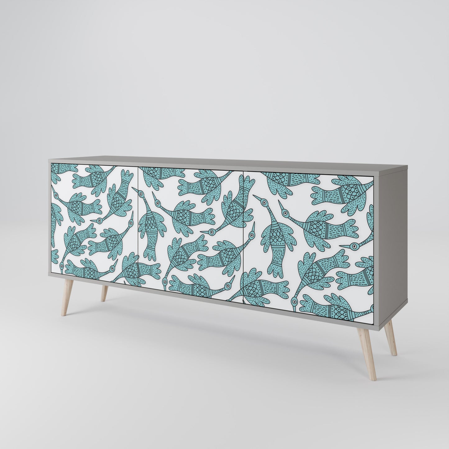 Credenza WATERSPOUT SONGIBIRD a 3 ante in finitura grigia