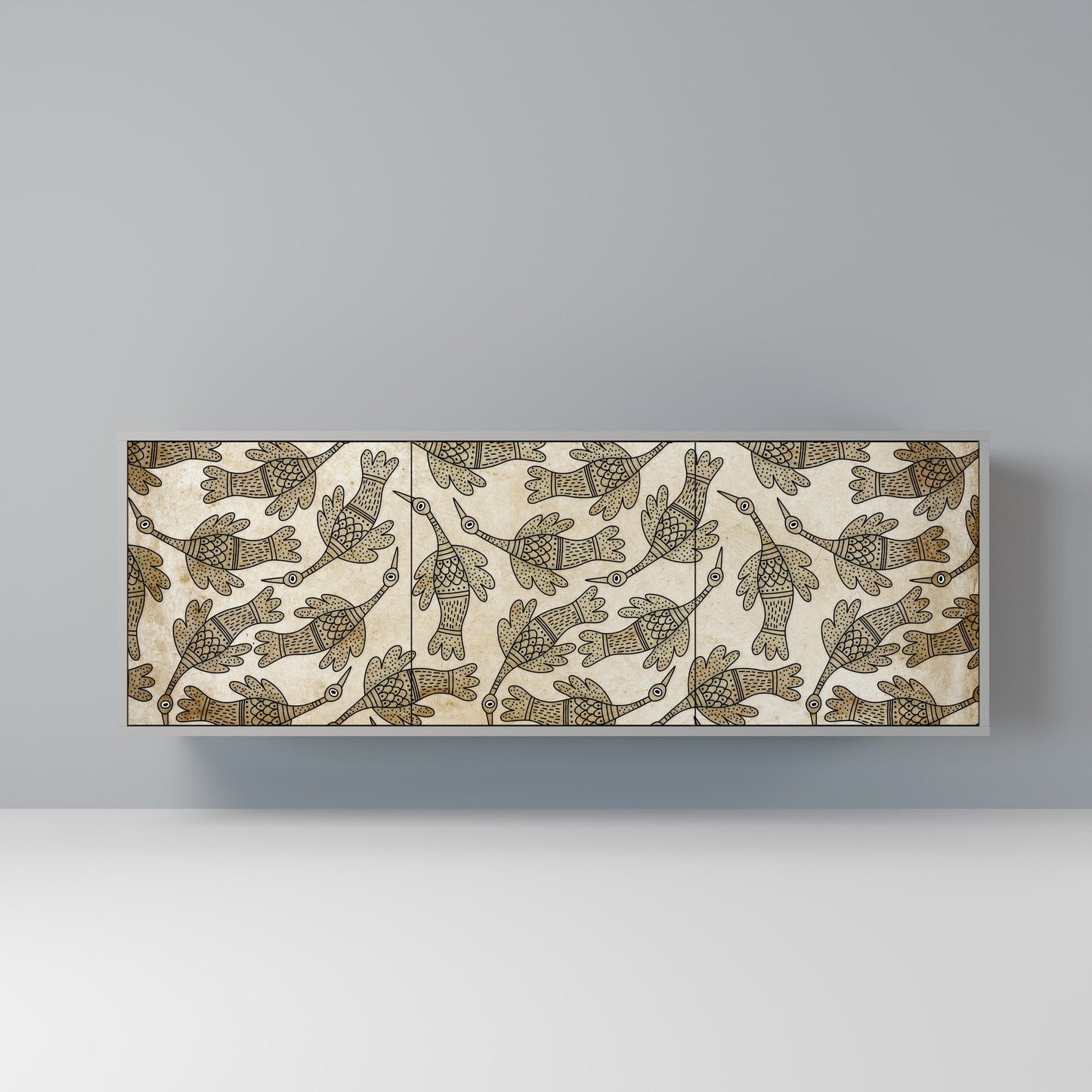 Credenza ALMONDINE SONGBIRD a 3 ante in finitura grigia
