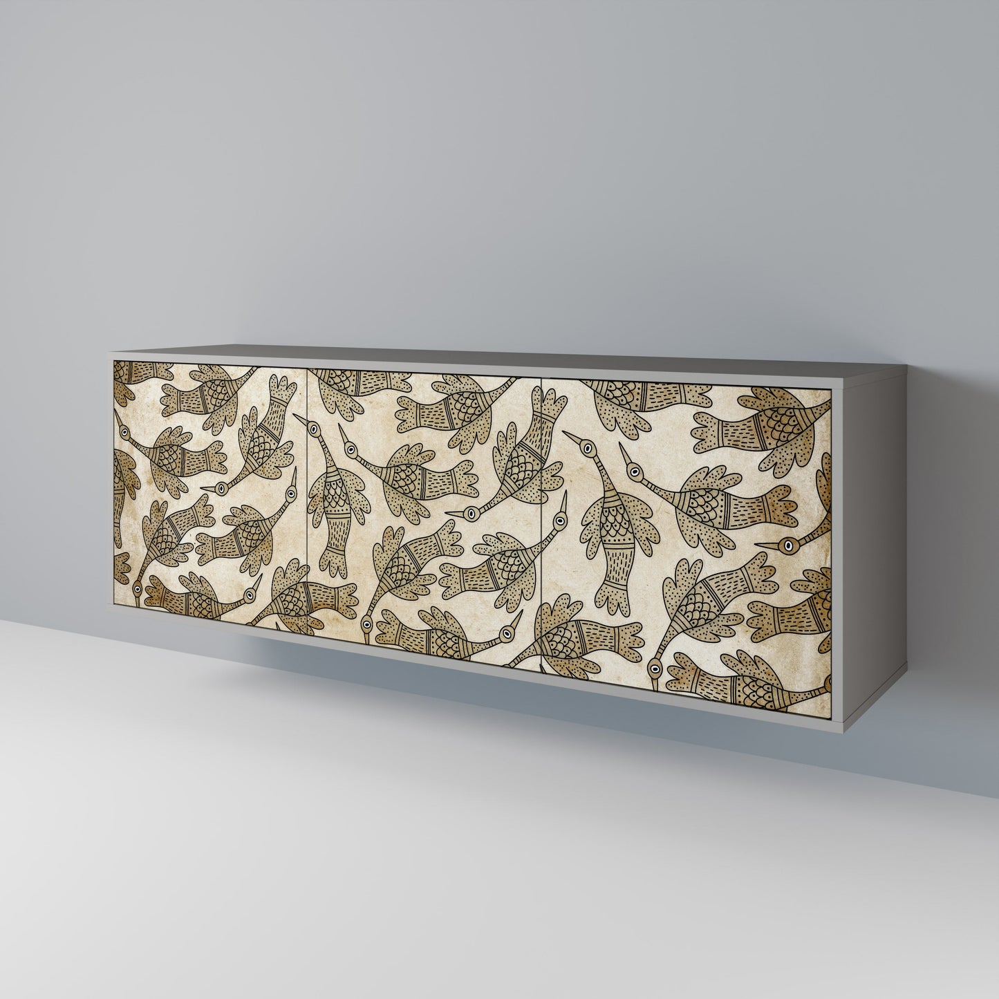Credenza ALMONDINE SONGBIRD a 3 ante in finitura grigia