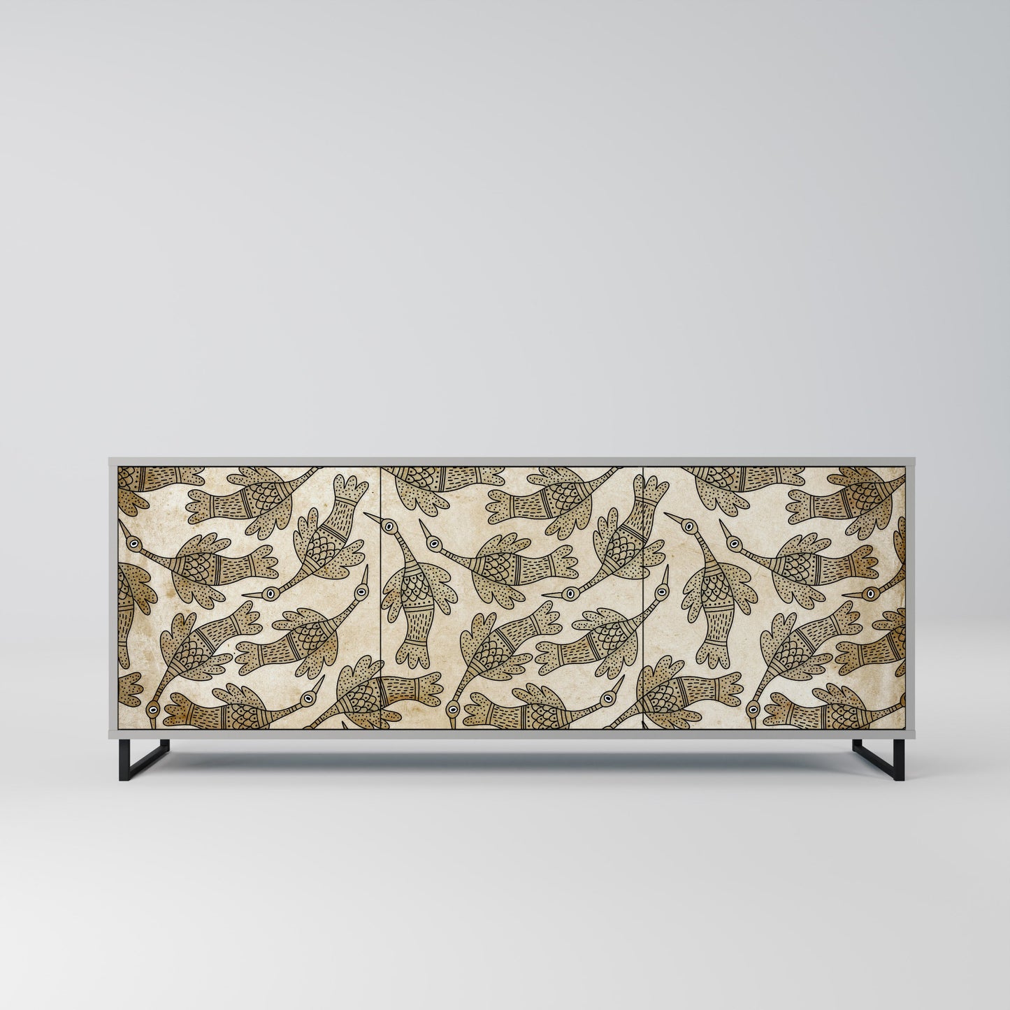 Credenza ALMONDINE SONGBIRD a 3 ante in finitura grigia