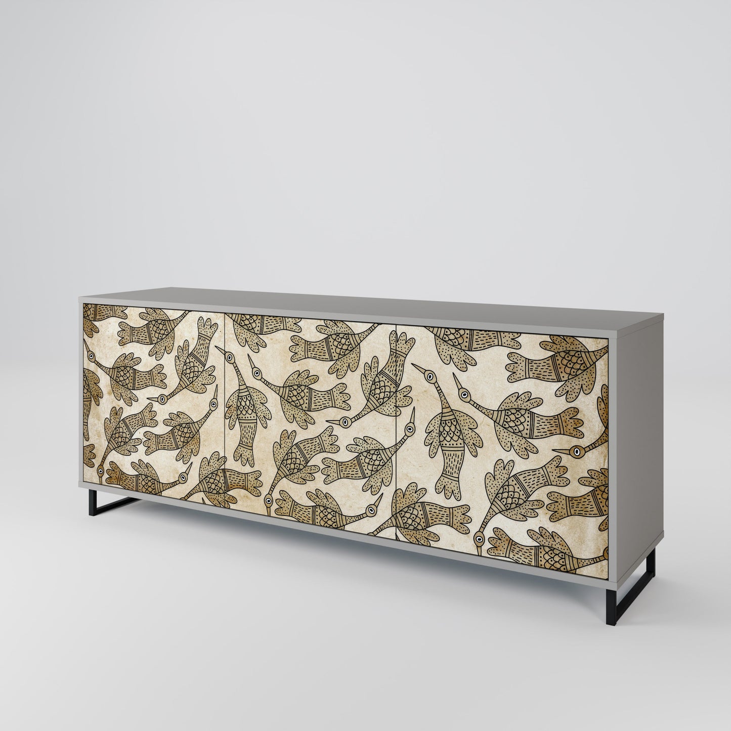 Credenza ALMONDINE SONGBIRD a 3 ante in finitura grigia