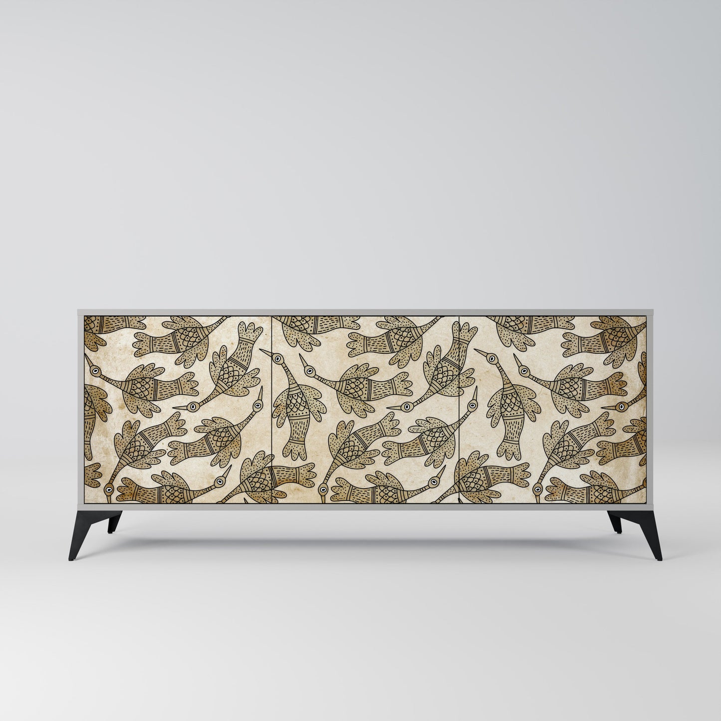 Credenza ALMONDINE SONGBIRD a 3 ante in finitura grigia
