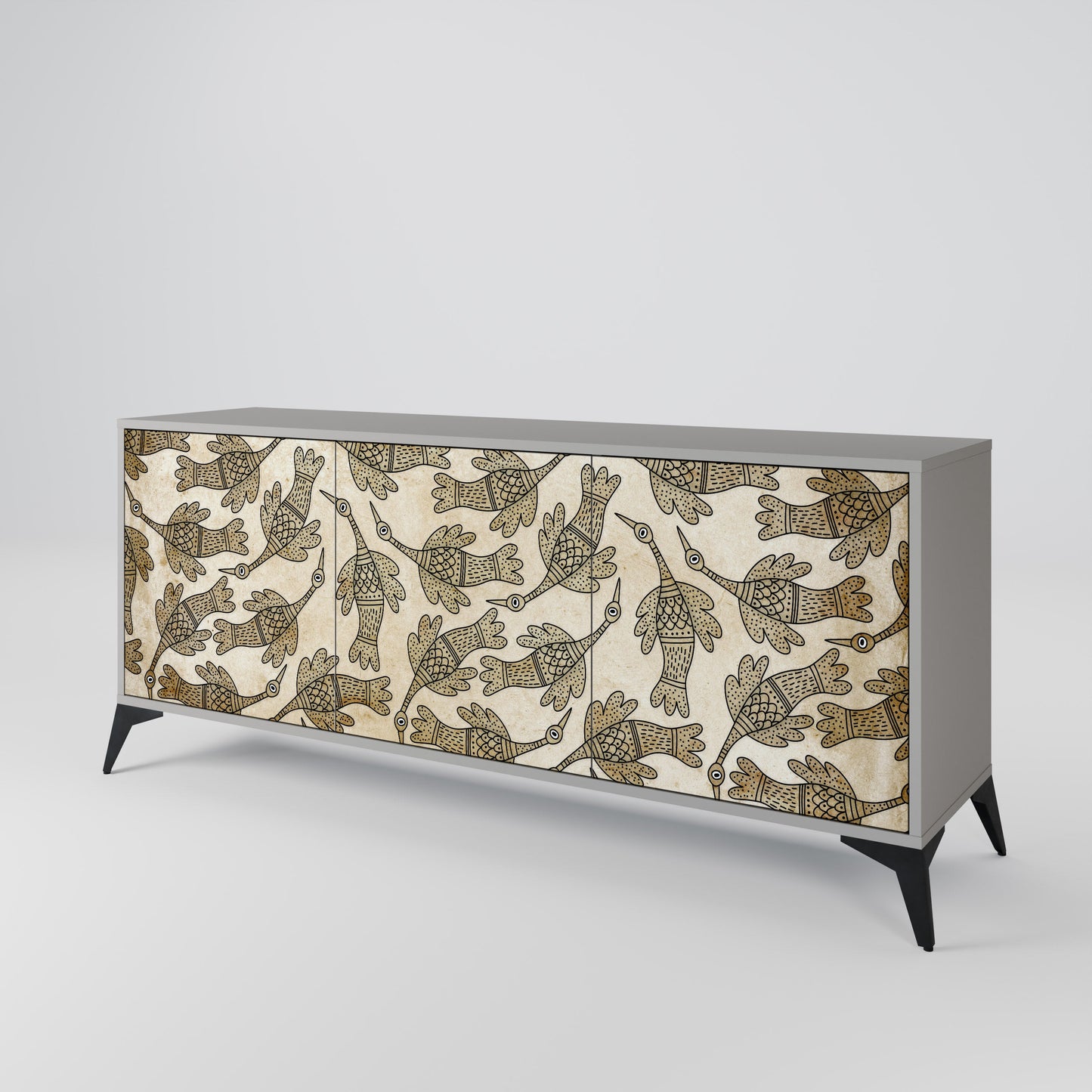 Credenza ALMONDINE SONGBIRD a 3 ante in finitura grigia