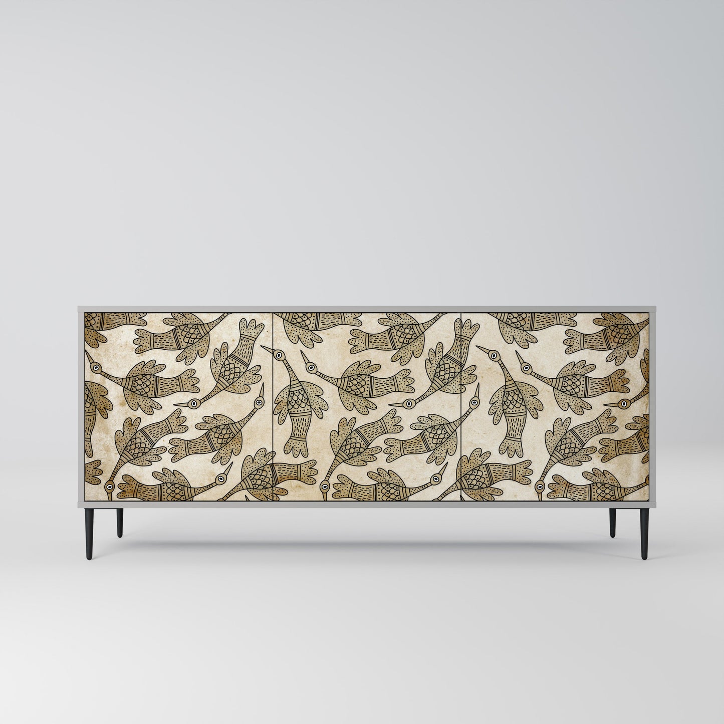 Credenza ALMONDINE SONGBIRD a 3 ante in finitura grigia