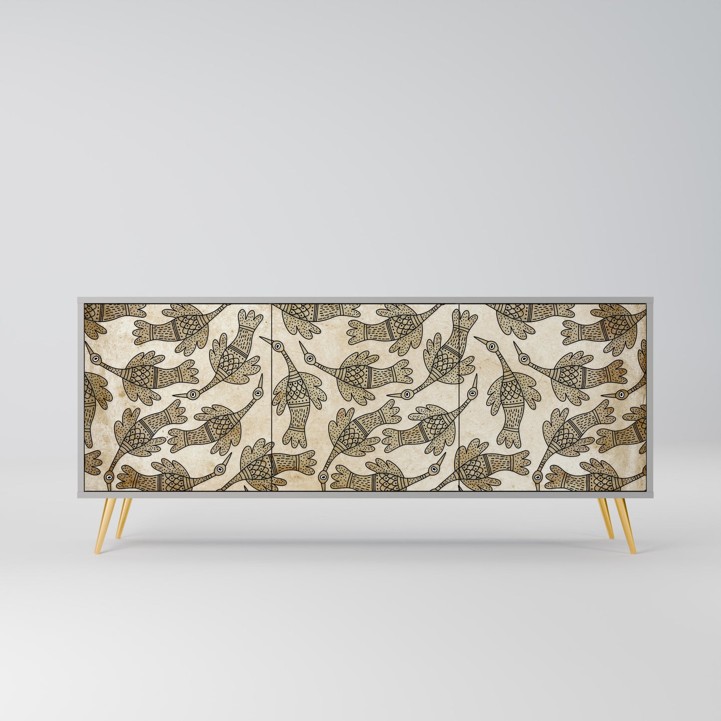 Credenza ALMONDINE SONGBIRD a 3 ante in finitura grigia