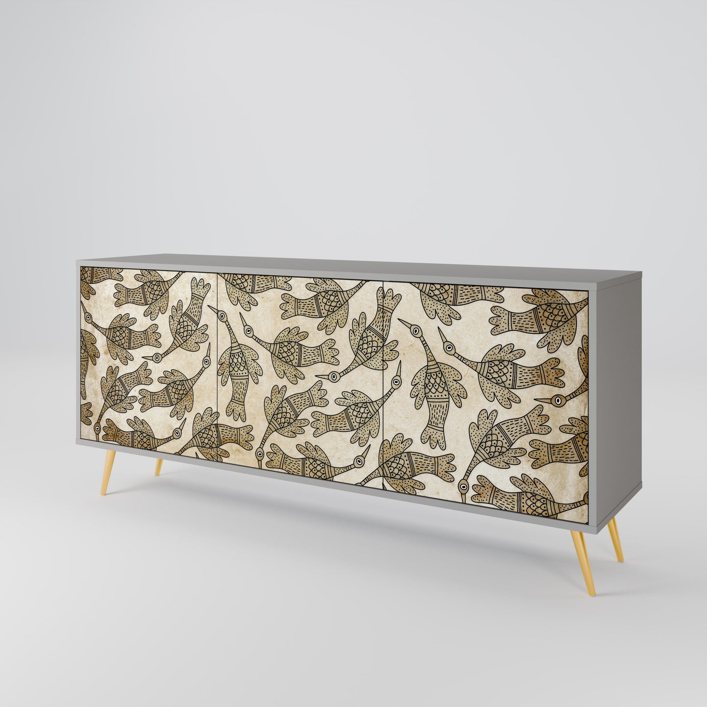 Credenza ALMONDINE SONGBIRD a 3 ante in finitura grigia