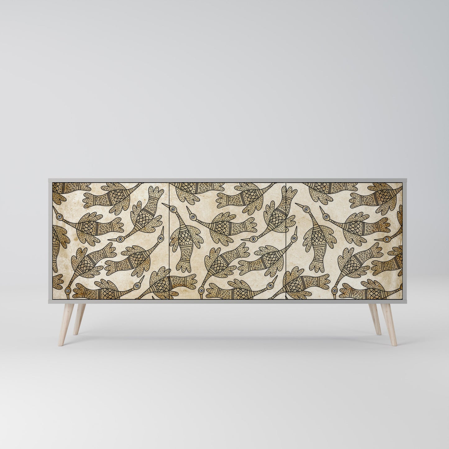 Credenza ALMONDINE SONGBIRD a 3 ante in finitura grigia