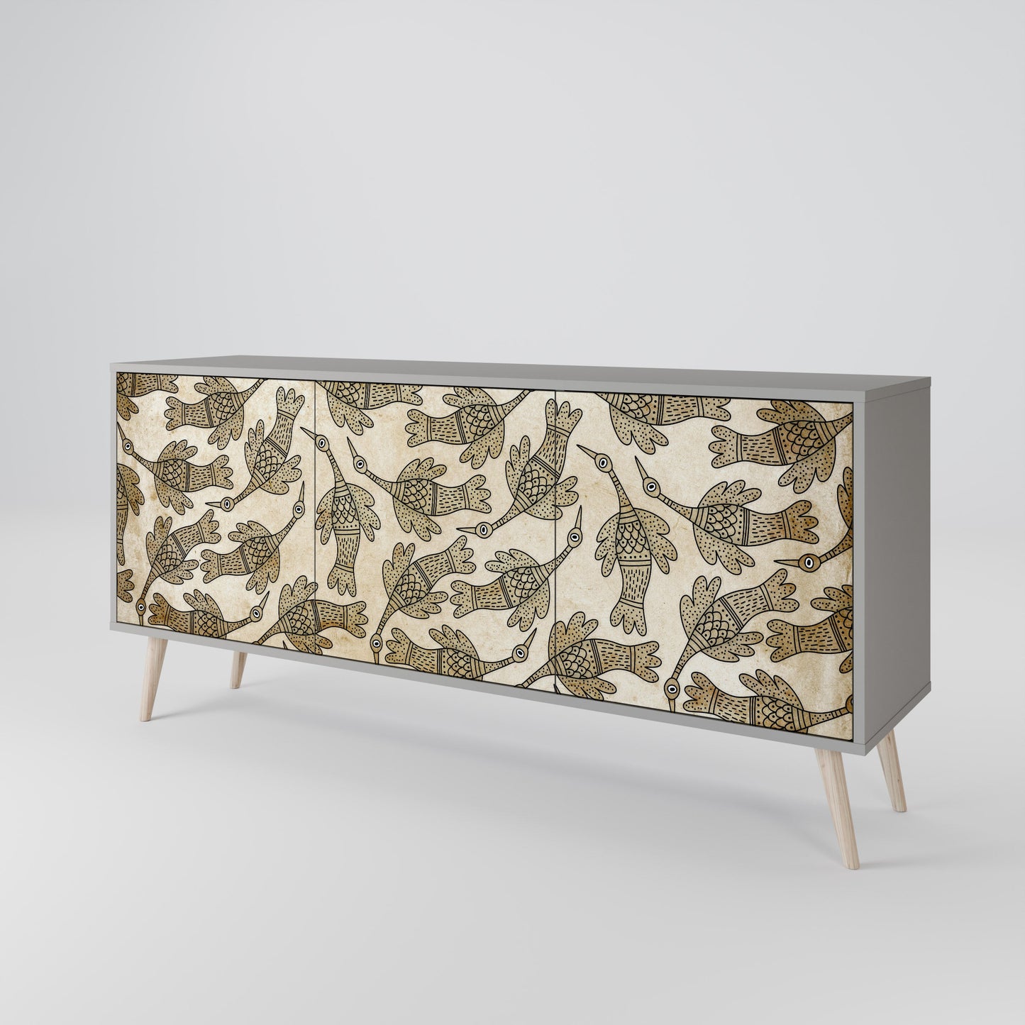 Credenza ALMONDINE SONGBIRD a 3 ante in finitura grigia