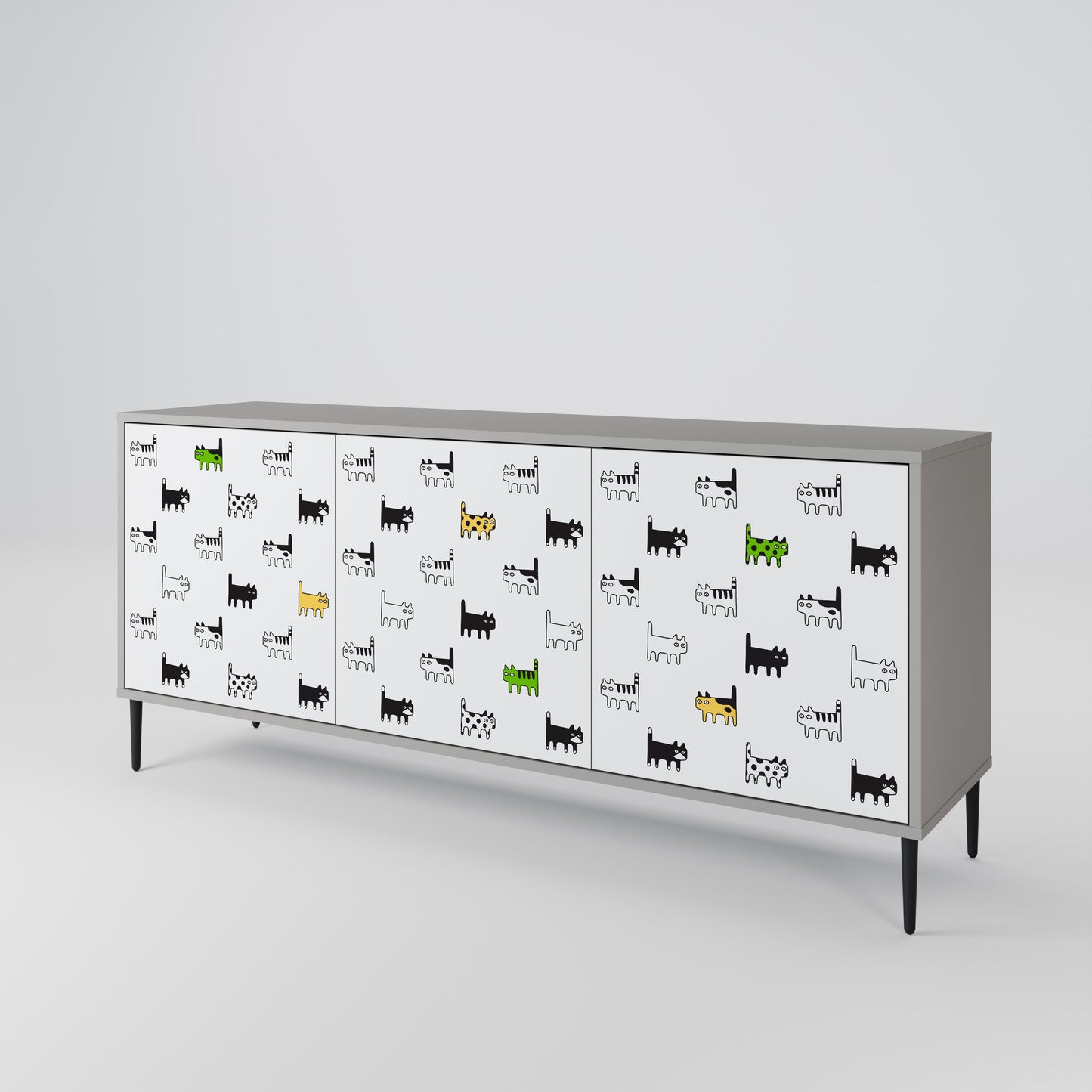 CATS COMPILATION 3-Door Sideboard in Grey Finish