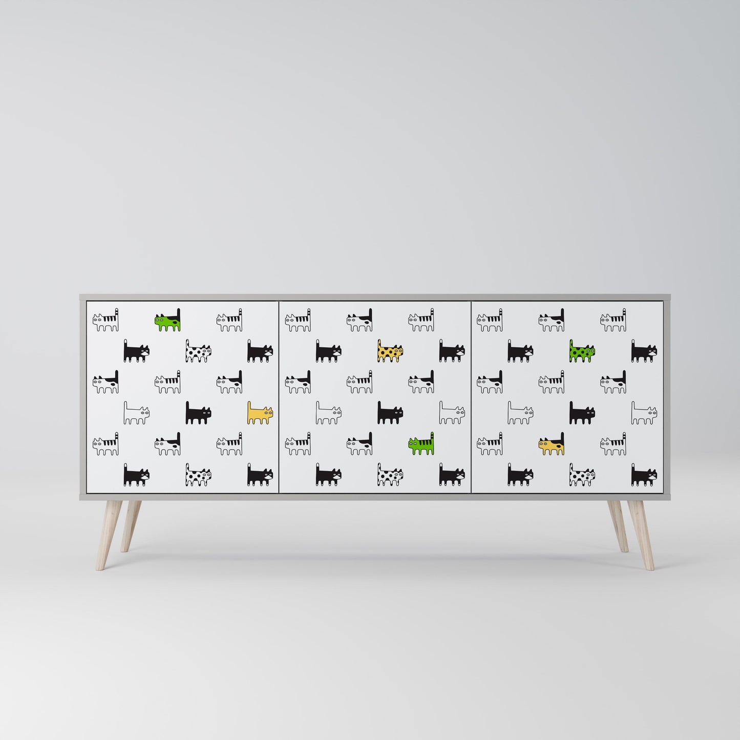 CATS COMPILATION 3-Door Sideboard in Grey Finish