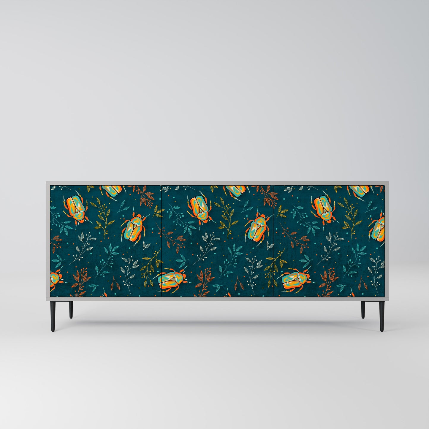 Credenza a 3 ante AUTUMN INSECTS in finitura grigia