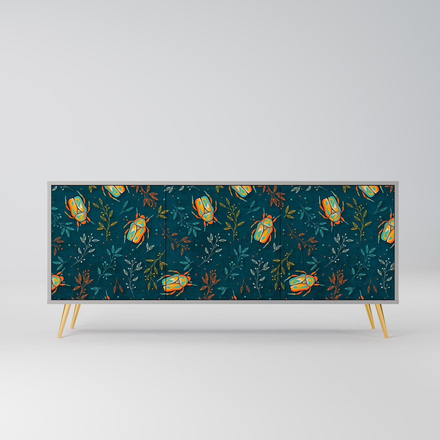 Credenza a 3 ante AUTUMN INSECTS in finitura grigia