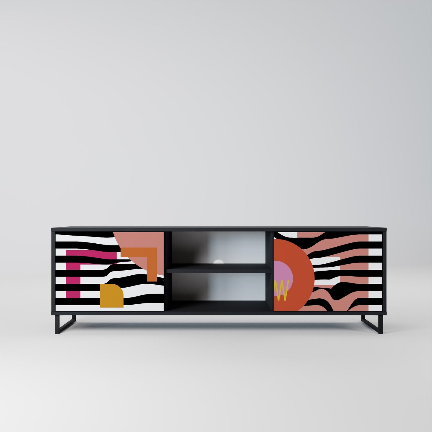 Mobile TV a 2 ante CHROMATIC ABSTRACT in finitura nera