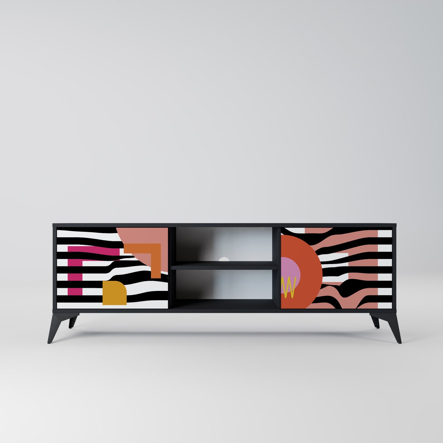 Mobile TV a 2 ante CHROMATIC ABSTRACT in finitura nera