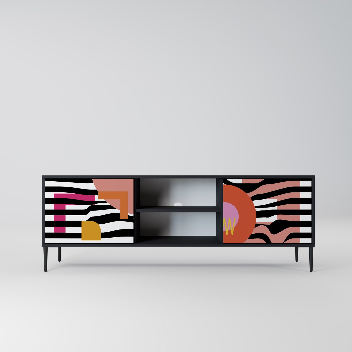 Mobile TV a 2 ante CHROMATIC ABSTRACT in finitura nera