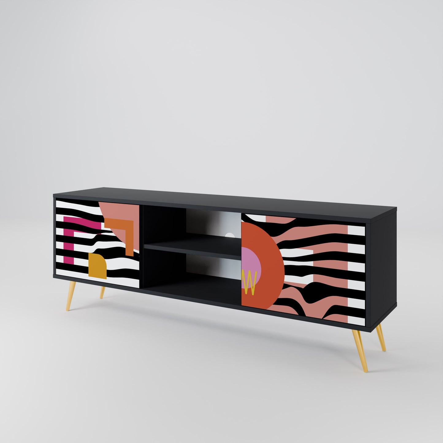 Mobile TV a 2 ante CHROMATIC ABSTRACT in finitura nera