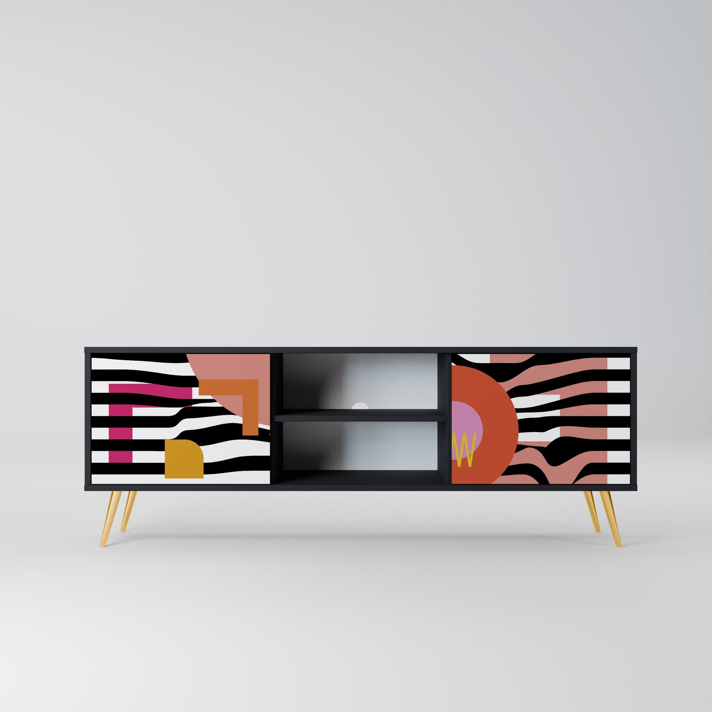 Mobile TV a 2 ante CHROMATIC ABSTRACT in finitura nera