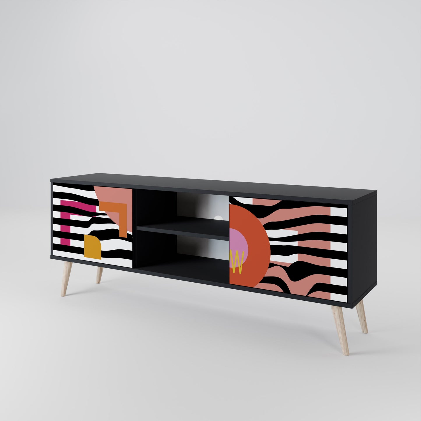 Mobile TV a 2 ante CHROMATIC ABSTRACT in finitura nera