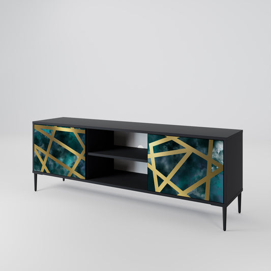 THE LABYRINTH OF GOLD 2-Door TV Stand in Black Finish