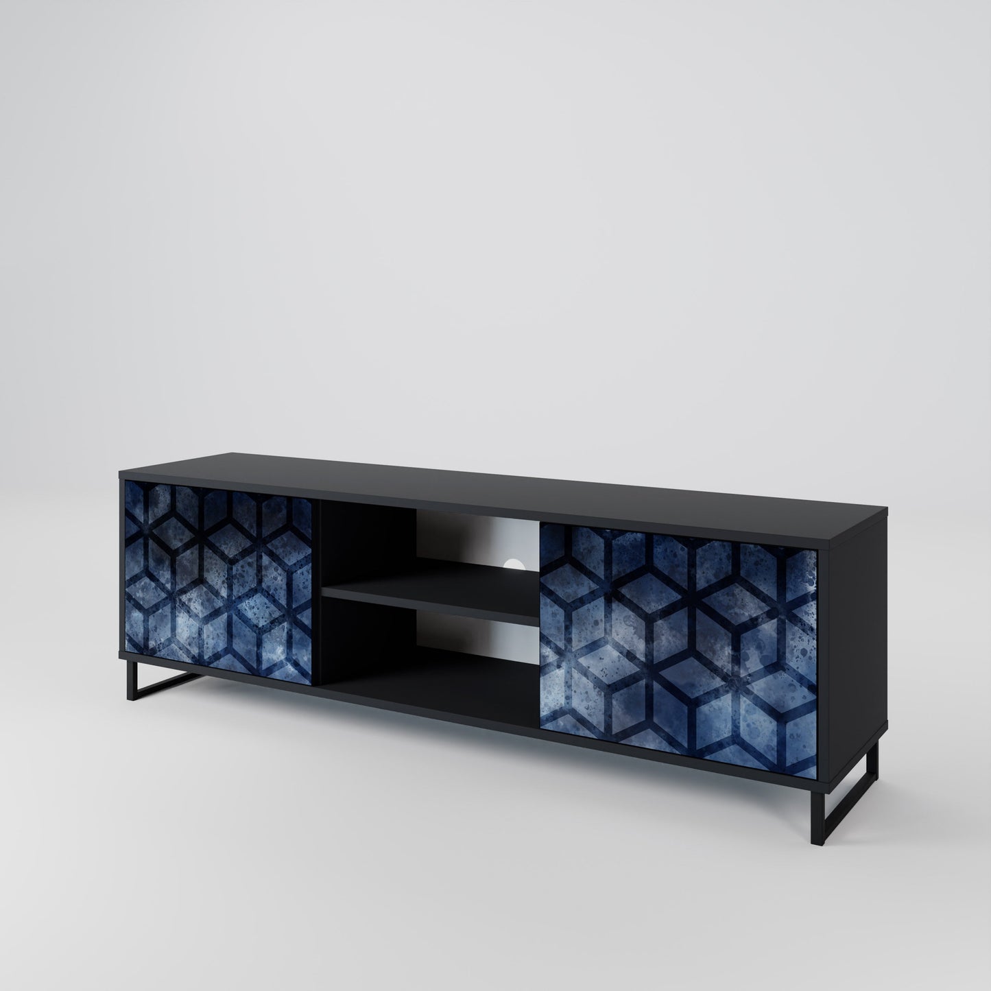 Mobile TV CUBIC MIST a 2 ante con finitura nera