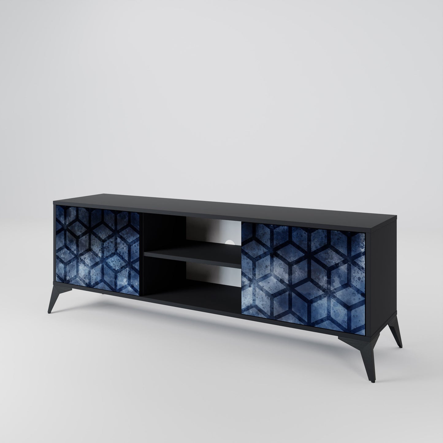 Mobile TV CUBIC MIST a 2 ante con finitura nera