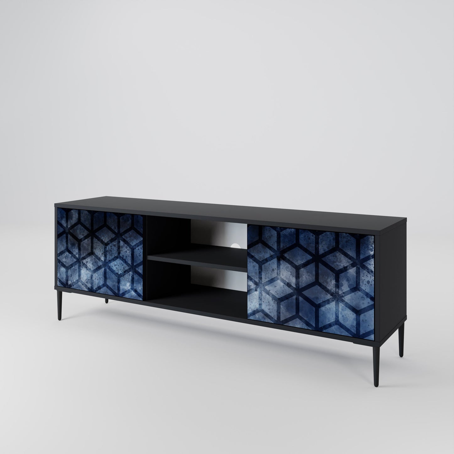 Mobile TV CUBIC MIST a 2 ante con finitura nera