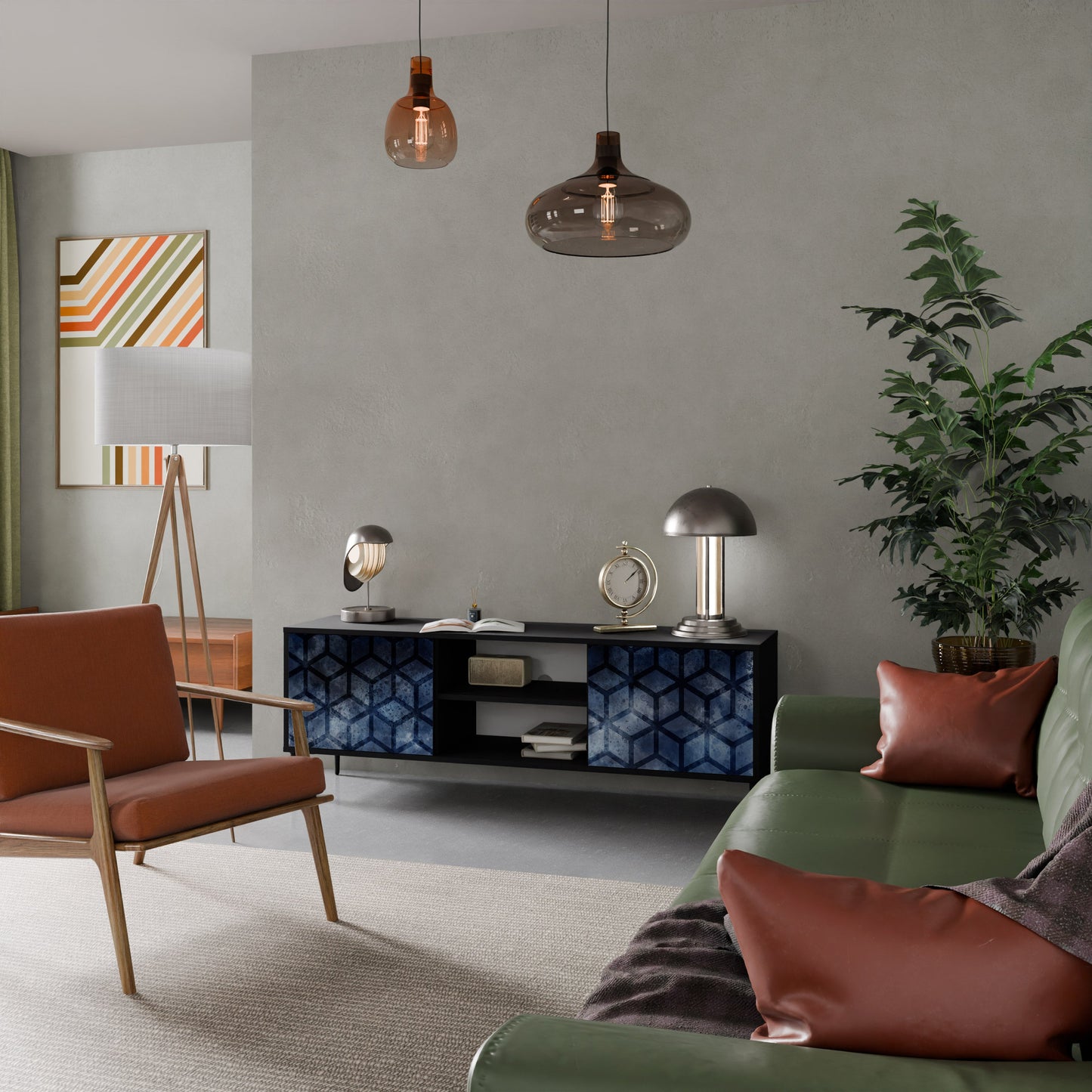 Mobile TV CUBIC MIST a 2 ante con finitura nera