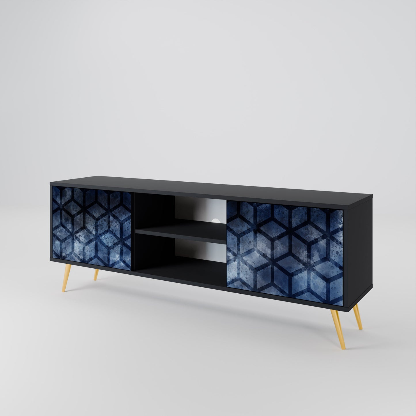 Mobile TV CUBIC MIST a 2 ante con finitura nera