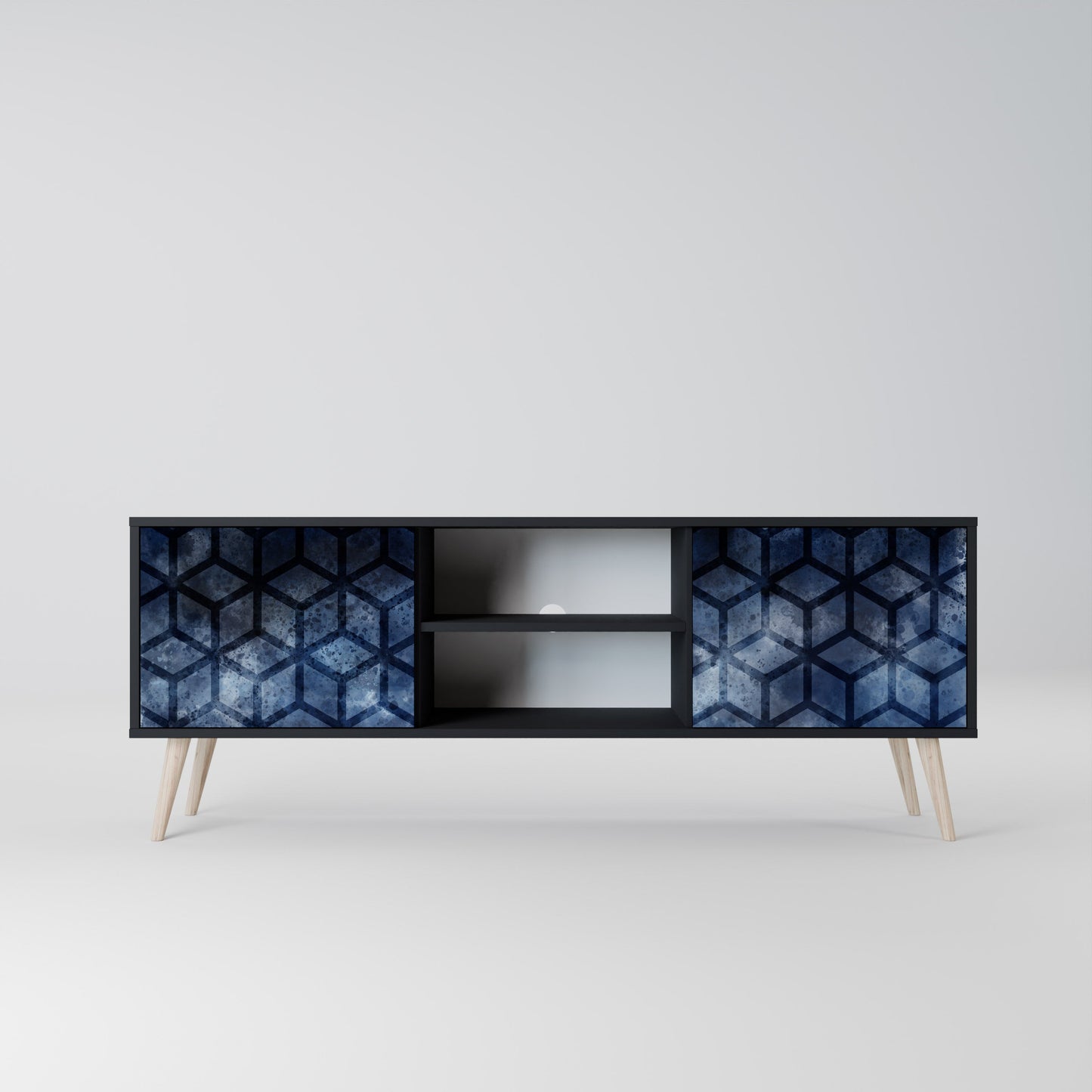 Mobile TV CUBIC MIST a 2 ante con finitura nera