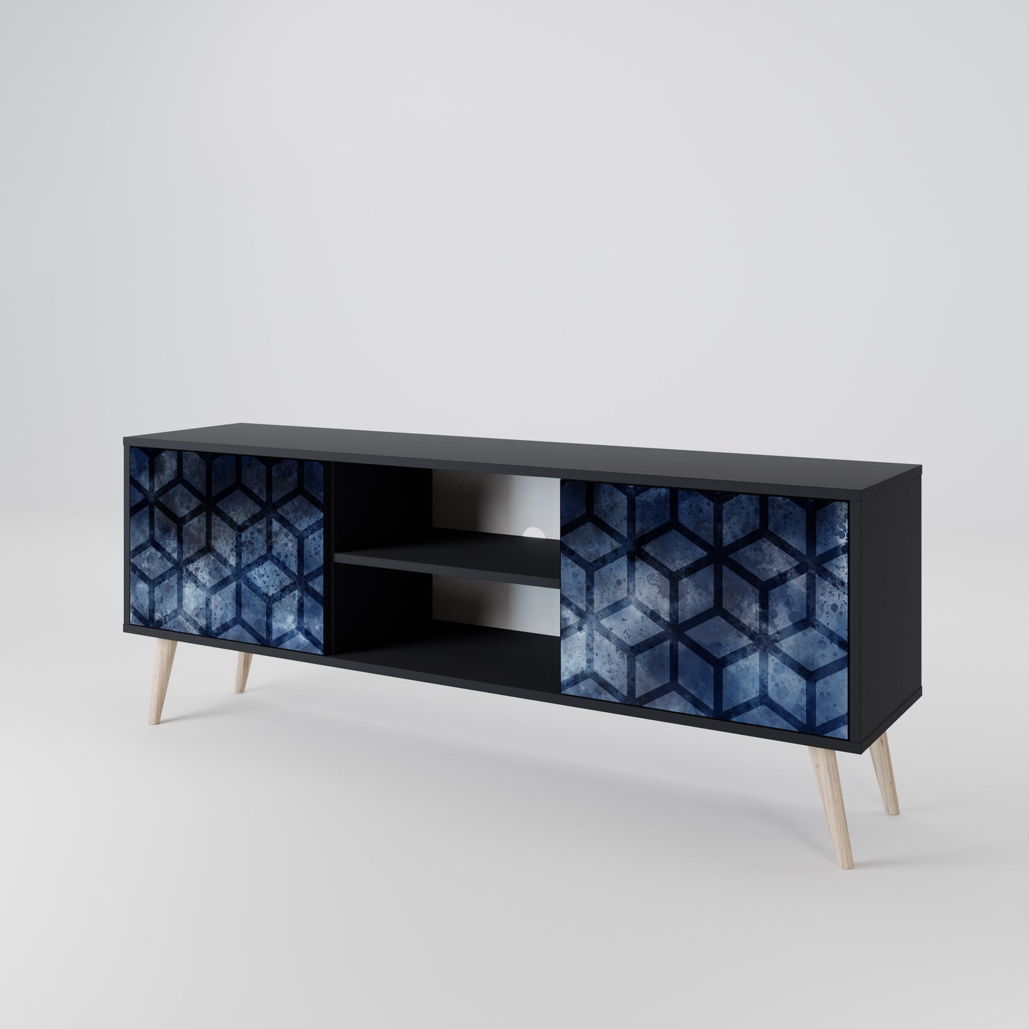 Mobile TV CUBIC MIST a 2 ante con finitura nera