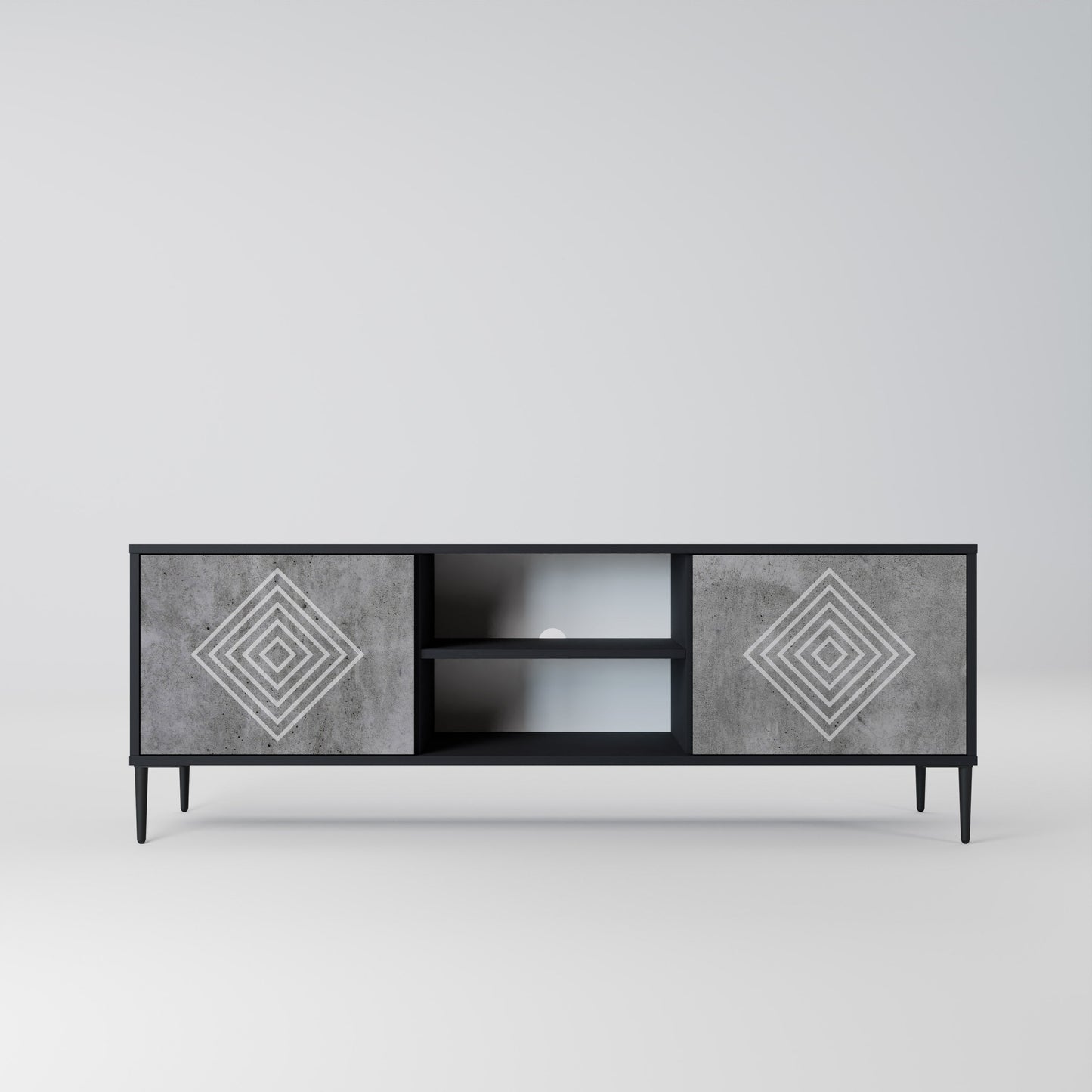 Mobile TV POLYGONAL ARTISTRY a 2 ante in finitura nera