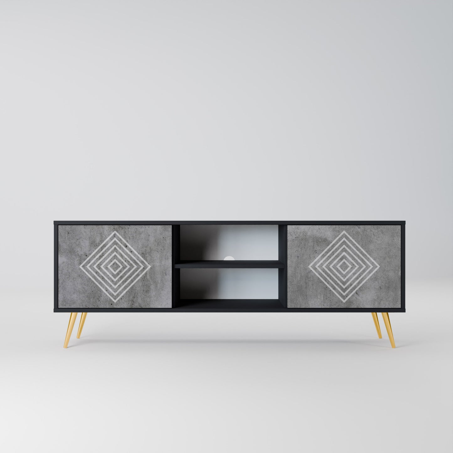 Mobile TV POLYGONAL ARTISTRY a 2 ante in finitura nera